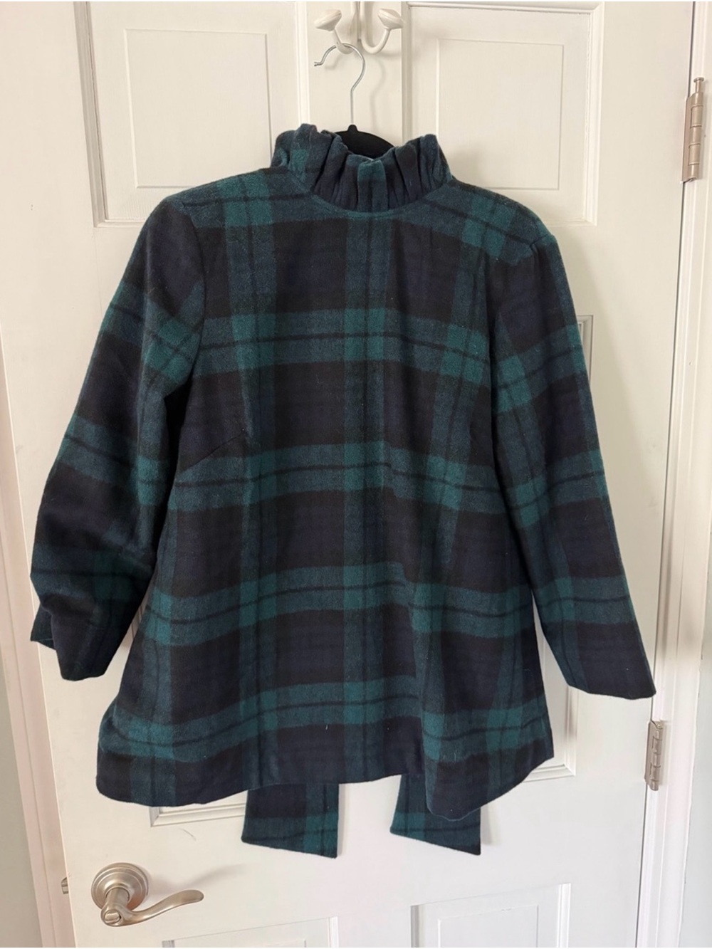 Tuckernuck Green, Navy & Black Plaid Funnel-Neck Top